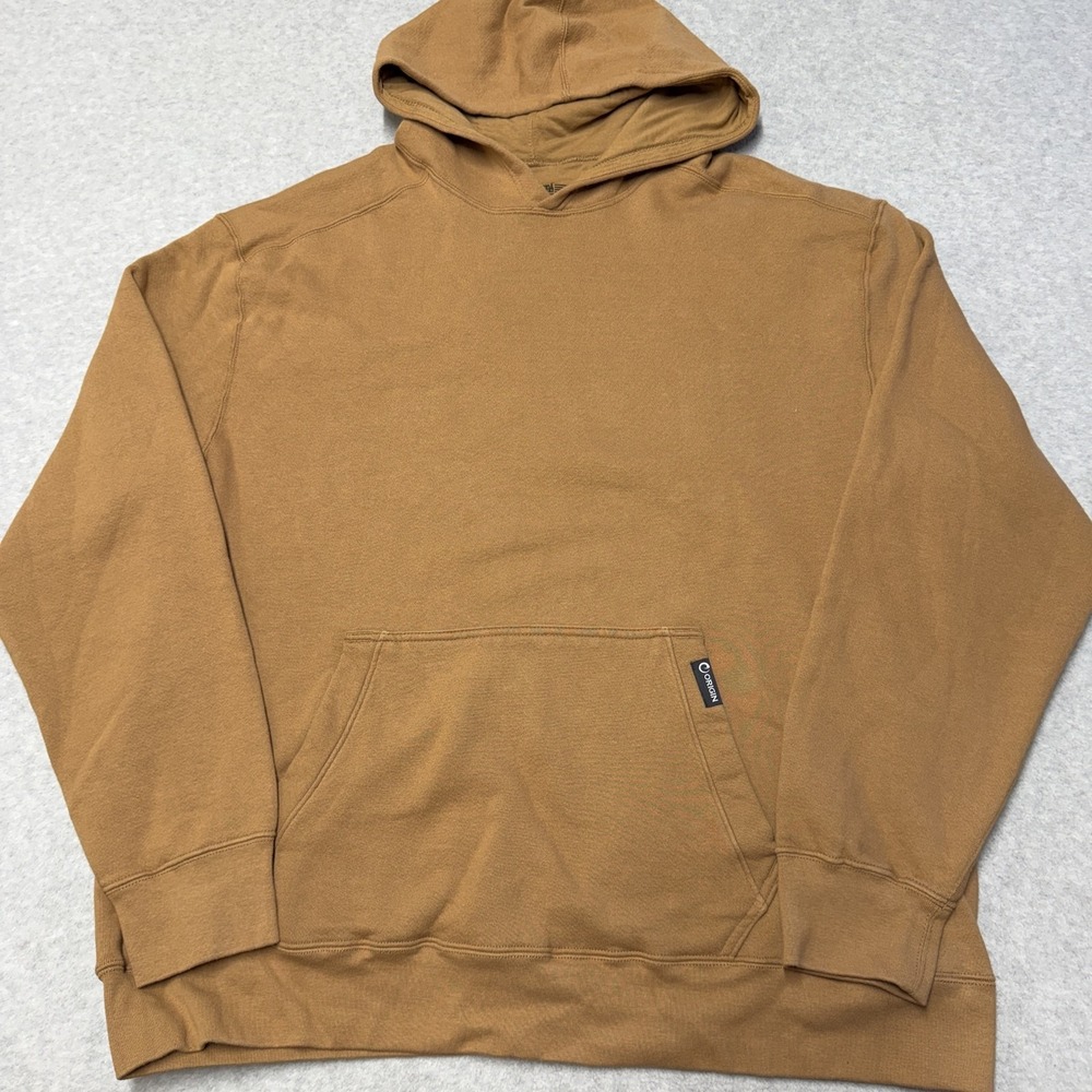 Origin Hoodie Mens 2XL Brown Fleece Pullover Kangaroo Pocket Heavyweight USA